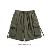 groene cargoshort met zakken en trekkoord
