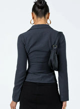 vespera pinstripe blouse onyx black rugaanzicht