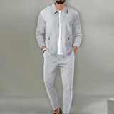 Grijs tweedelige set met ritssluiting en broek met elastische tailleband
