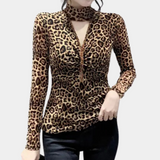 bruine zomertop dames mesh stof
