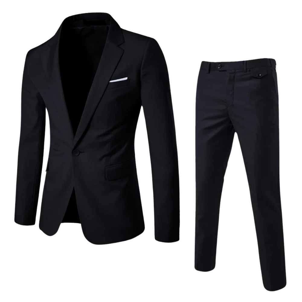 Zwart herenpak met blazer en pantalon voor formele gelegenheden
