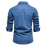 Aiden chambray overhemd lichtblauw ademend materiaal,