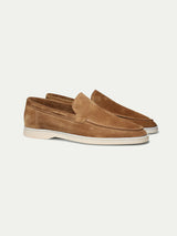 Beige heren loafers met casual suède afwerking