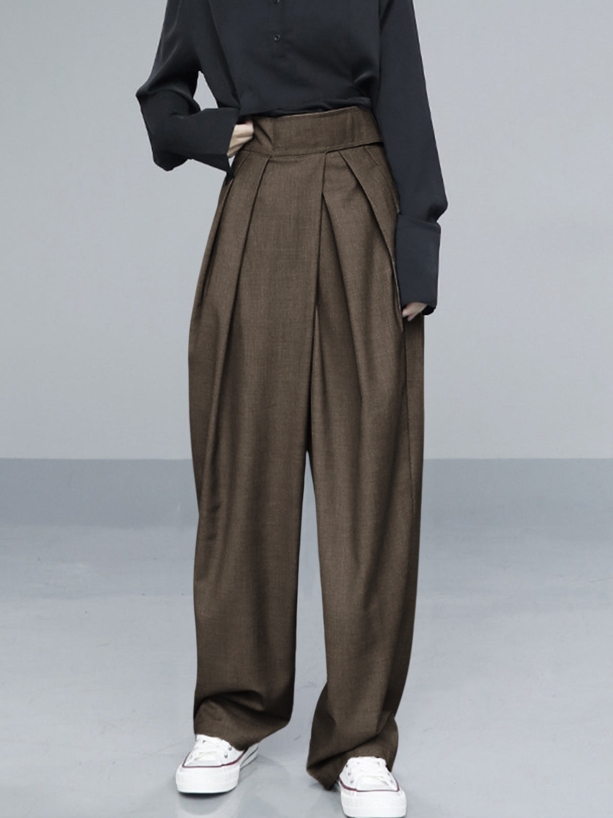 Donkerbruine versie van de Maren wide leg pants
