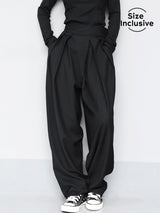 Oversized zwarte wide leg pants met velcro tailleband
