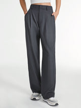 Grijze straight leg pantalon met hoge taille

