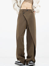 zwarte wide leg damesbroek asymmetrisch

