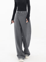 moderne wide leg broek met knopen
