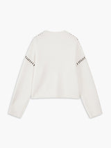 Crèmekleurige sweater met subtiele stiksels op mouwen

