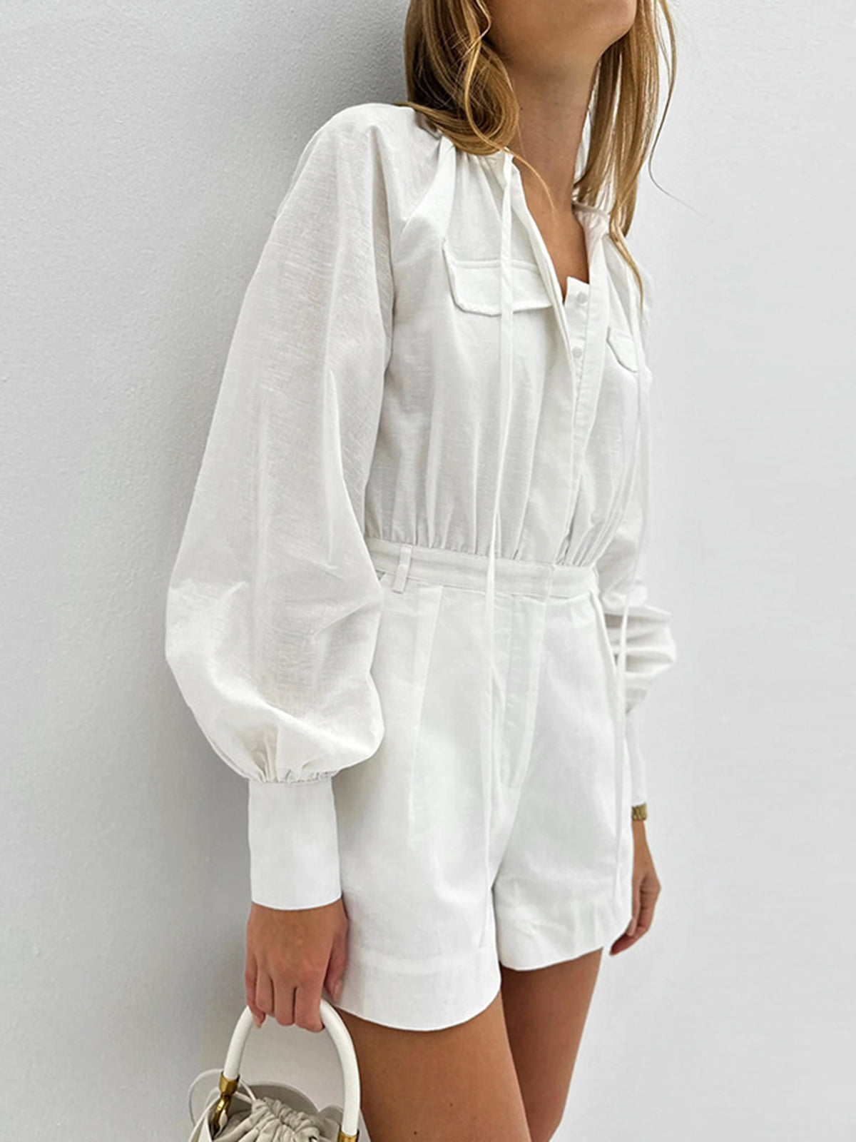 jumpsuit met zakken en ronde hals
