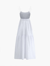 Witte backless maxi zomerjurk
