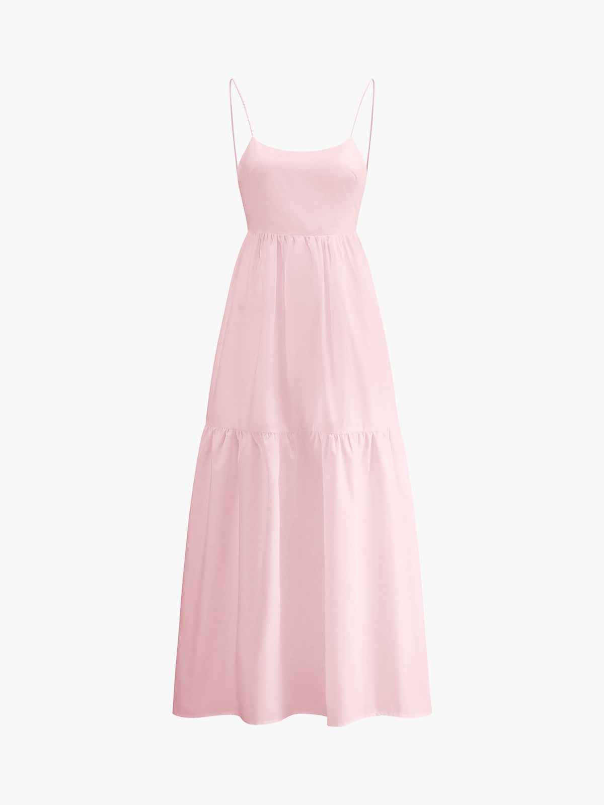 Roze backless zomerjurk met spaghetti bandjes

