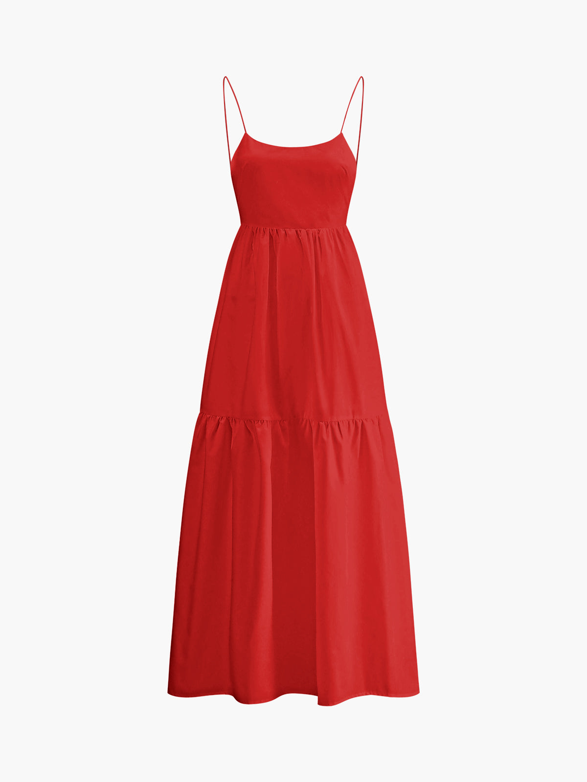 Rode maxi jurk met open rug
