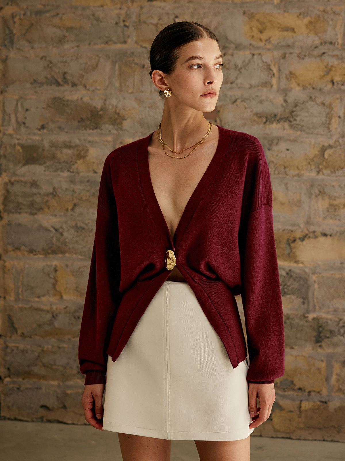 Isabelle | Gebreid Vest met Gouden Knopen