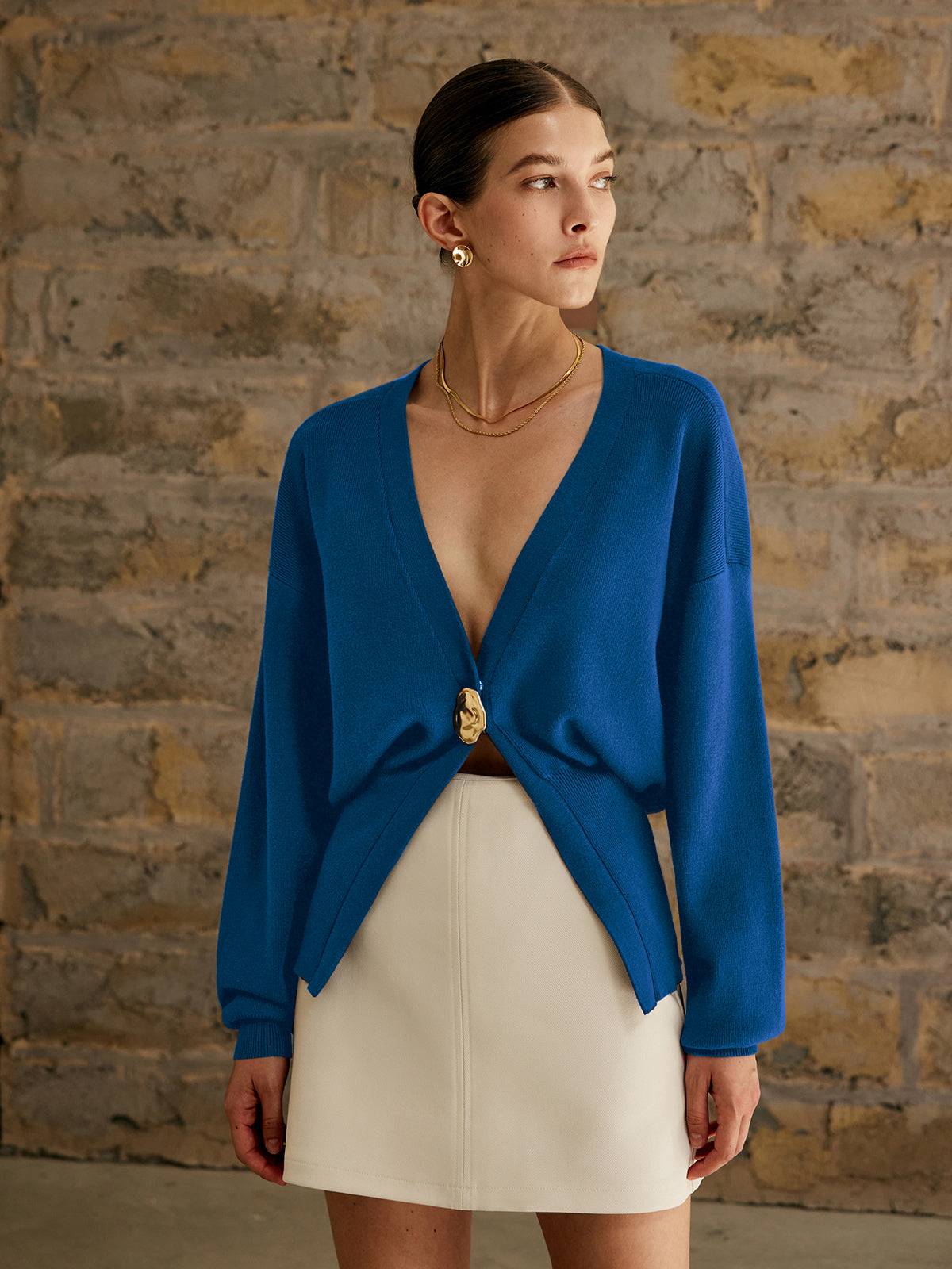 Isabelle | Gebreid Vest met Gouden Knopen