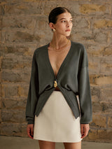 Isabelle | Gebreid Vest met Gouden Knopen