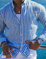 Capri Striped herenoverhemd blauw wit gestreept zomer
