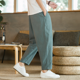 lichte heren lounge broek met elastische tailleband
