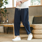 marineblauwe herenbroek met relaxte fit
