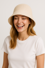 zomerhoed ademend beige
