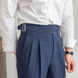 Marineblauw Slim fit grijze pantalon voor heren
