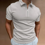 polyester herenpolo met duurzame stiksels en ritssluiting

