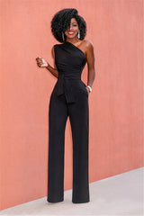 Luxe one-shoulder jumpsuit dames

