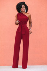 Luxe one-shoulder jumpsuit dames

