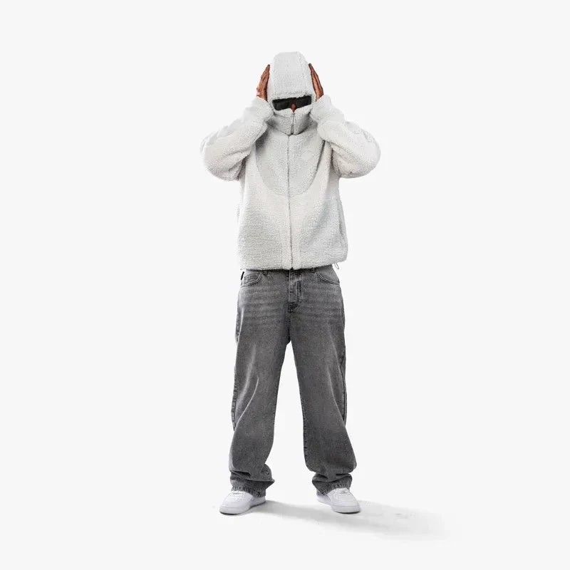 moderne fleece jas met hoge kraag
