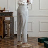 Beige Slim fit grijze pantalon voor heren
