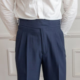 Marineblauw Slim fit grijze pantalon voor heren
