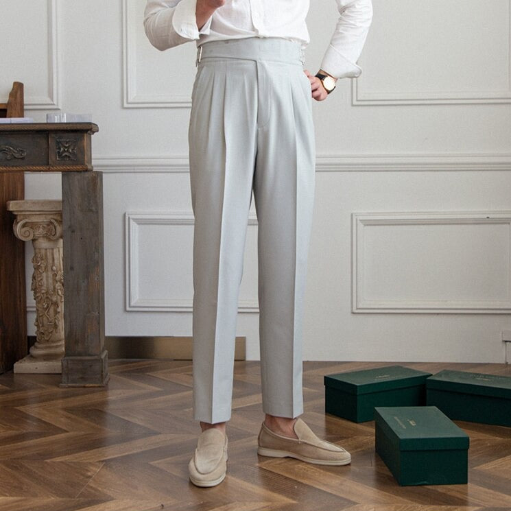 Beige Slim fit grijze pantalon voor heren
