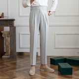 Beige Slim fit grijze pantalon voor heren
