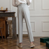 Beige Slim fit grijze pantalon voor heren
