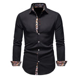 enzo paisley detail overhemd zwart heren met contrasterende details
