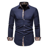 enzo paisley detail overhemd navy blauw heren zakelijk casual
