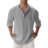 tyler heritage henley shirt lichtgrijs regular fit voor mannen
