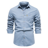 Aiden chambray overhemd lichtblauw ademend materiaal,