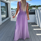 Paarse elegante jumpsuit met sleep voor dames


