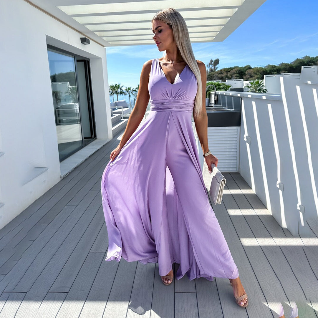 Paarse elegante jumpsuit met sleep voor dames

