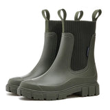 groene chelsea boots van PVC, waterdicht en slipvast
