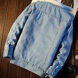 heren denim jas met fleece
