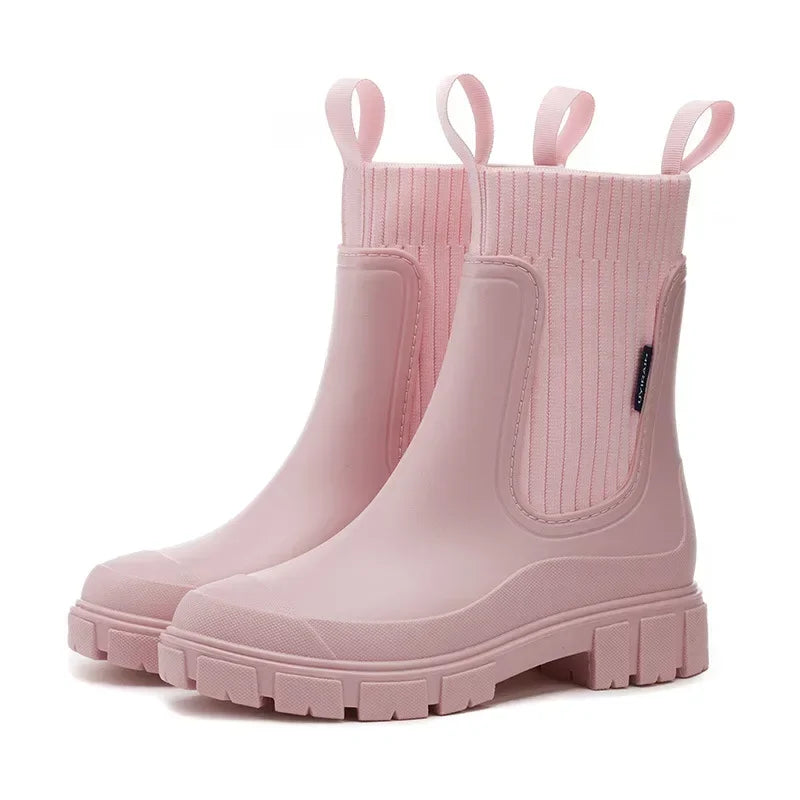 Roze chelsea boots met elastische zijkant en robuuste zool voor dames