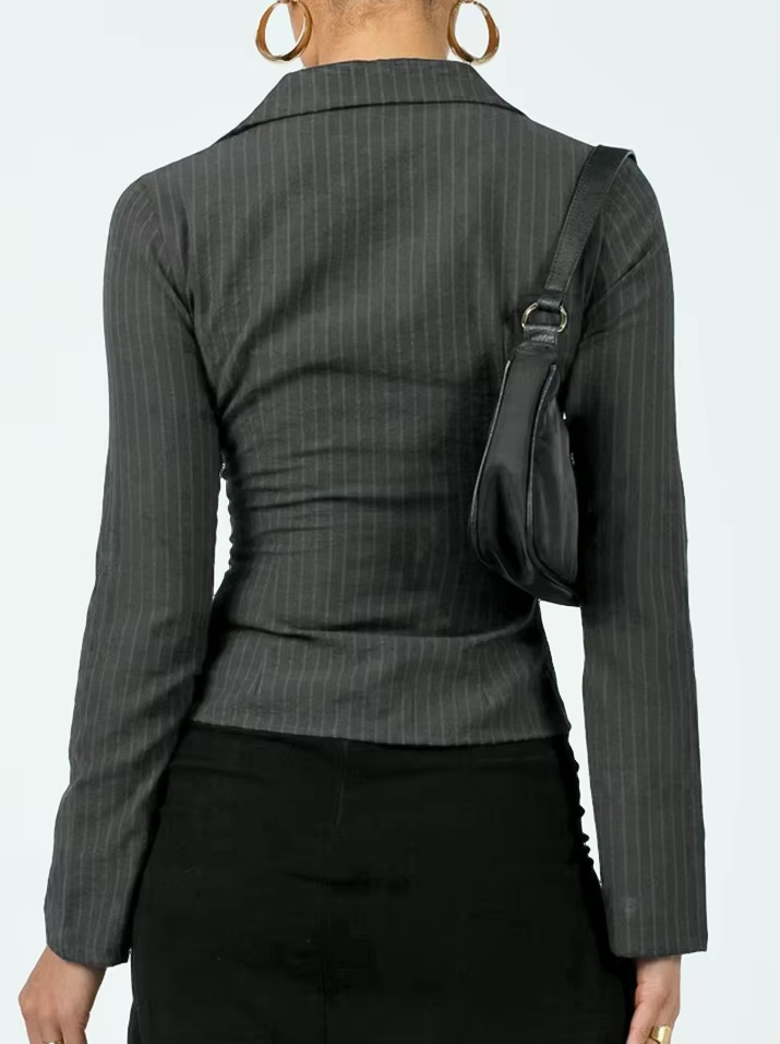 vespera pinstripe blouse pearl rugaanzicht