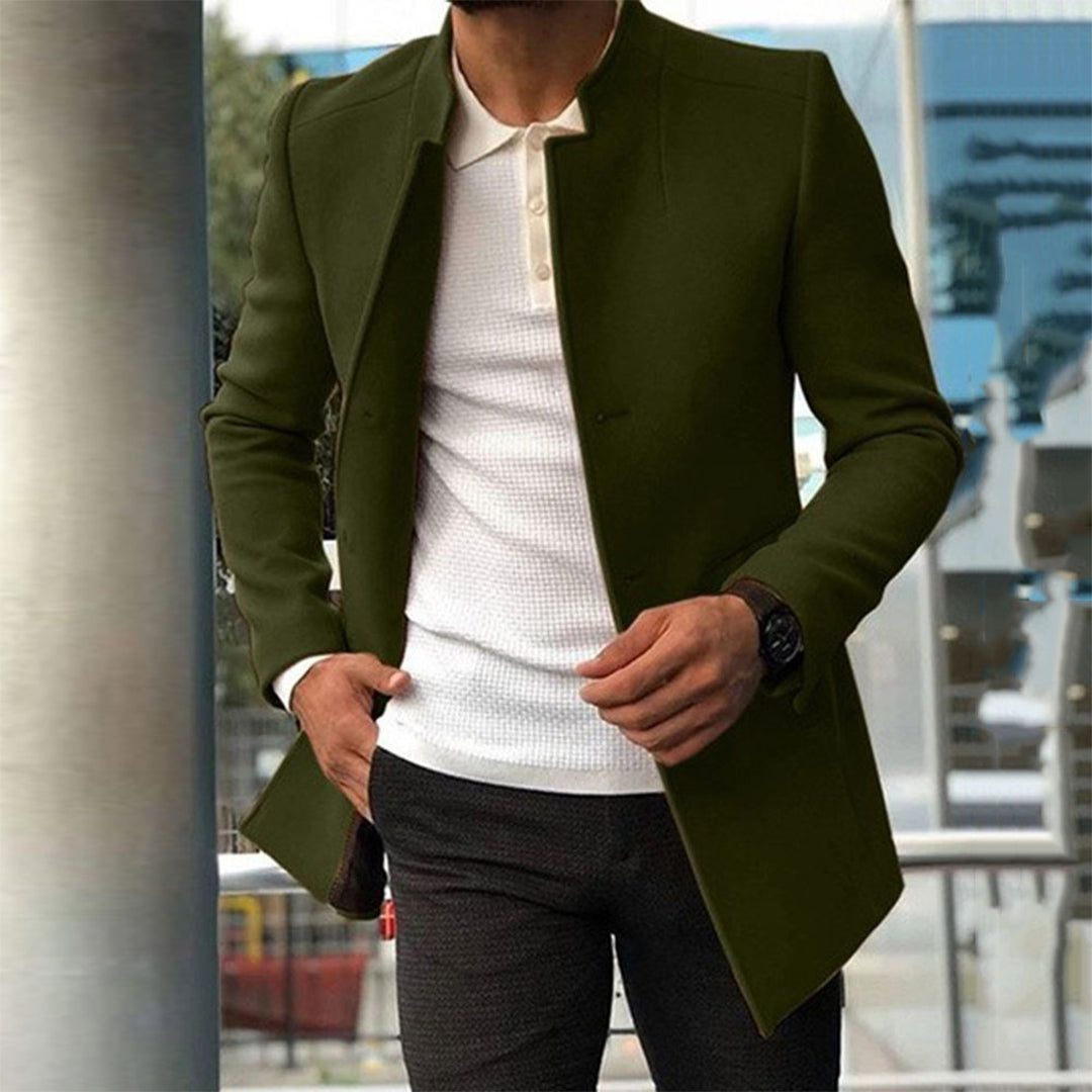 slim fit zomerse jas voor mannen in olijfgroen

