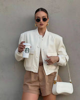cropped bomber jas dames
