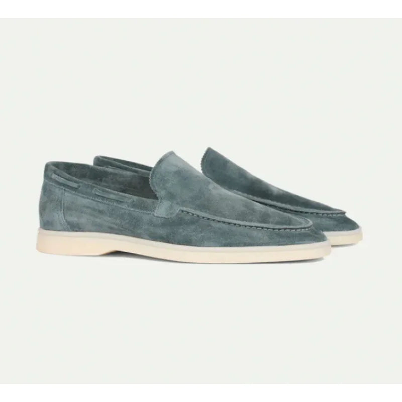 Lichtgroene heren loafers van suède met instapmodel