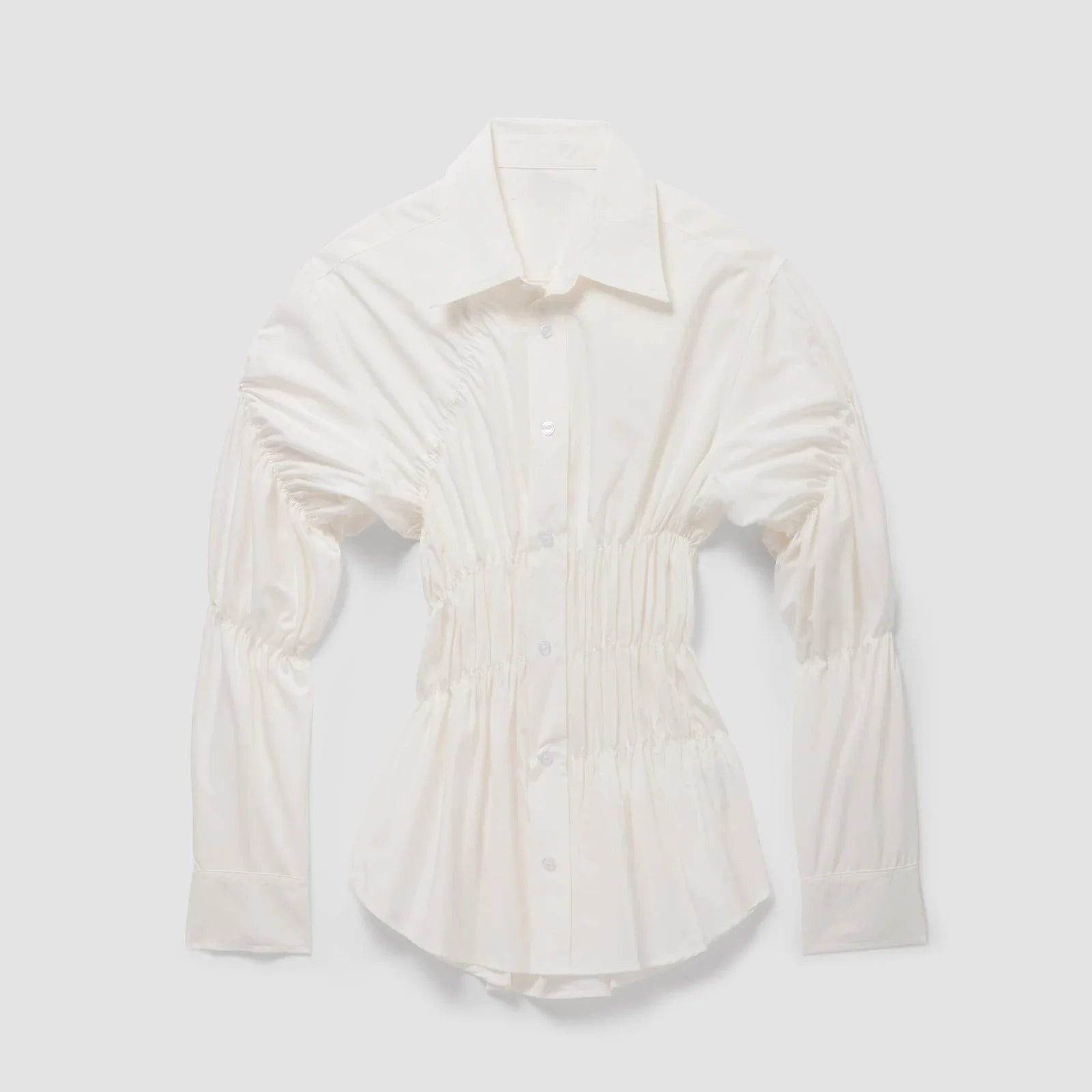 Witte blouse met elastiek en kraag