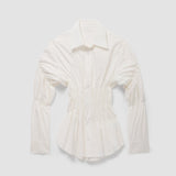 Witte blouse met elastiek en kraag