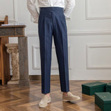 Marineblauw Slim fit grijze pantalon voor heren

